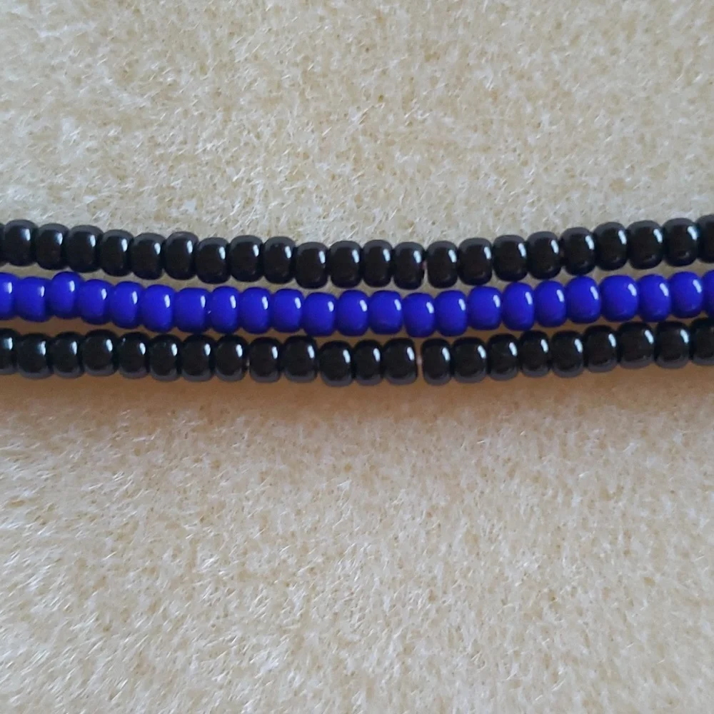 Seed Bead Stack Stretch Bracelets "Blue Line" - Picture 9 of 16